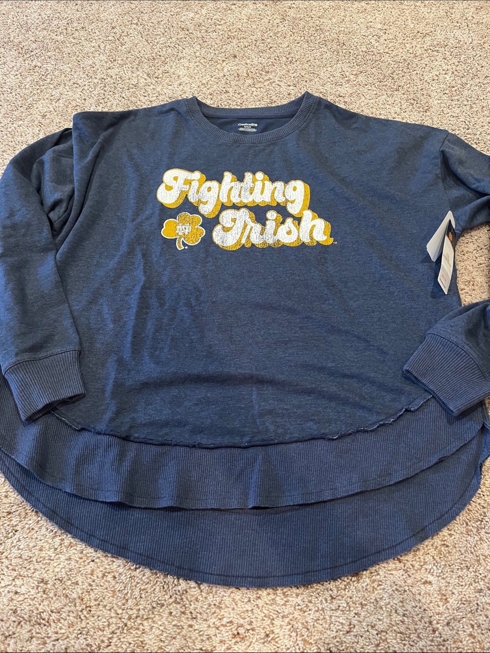 Notre Dame Navy 'Fighting Irish' Crewneck Sweatshirt with Gold Script